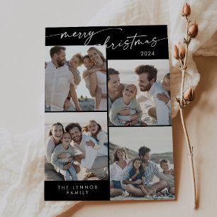 Cartes Pour Fêtes Annuelles Boho Chic Dark Black Xmas Photo Noël unique