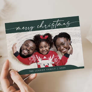 Cartes Pour Fêtes Annuelles Boho Chic Dark Green Easy Modern Photo Noël