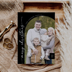 Cartes Pour Fêtes Annuelles Boho Chic Dark Photo moderne Joyeux Noël