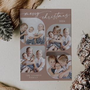 Cartes Pour Fêtes Annuelles Boho Chic Neutral Famille Multi Photo Noël