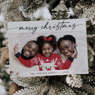 Cartes Pour Fêtes Annuelles Boho Chic Noir Blanc Facile Photo moderne Noël