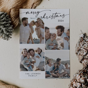 Cartes Pour Fêtes Annuelles Boho Chic Noir Blanc Noël Photo Noël unique