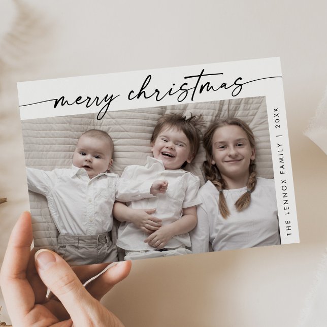 Cartes Pour Fêtes Annuelles Boho Chic noir blanc photo amusant Famille Noël (Créateur téléchargé)
