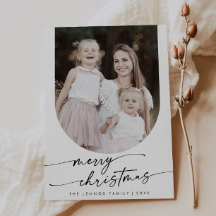 Cartes Pour Fêtes Annuelles Boho Chic noir blanc Photo Boho Famille Noël