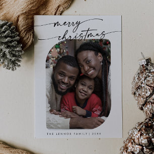 Cartes Pour Fêtes Annuelles Boho Chic noir blanc photo joyeux Noël