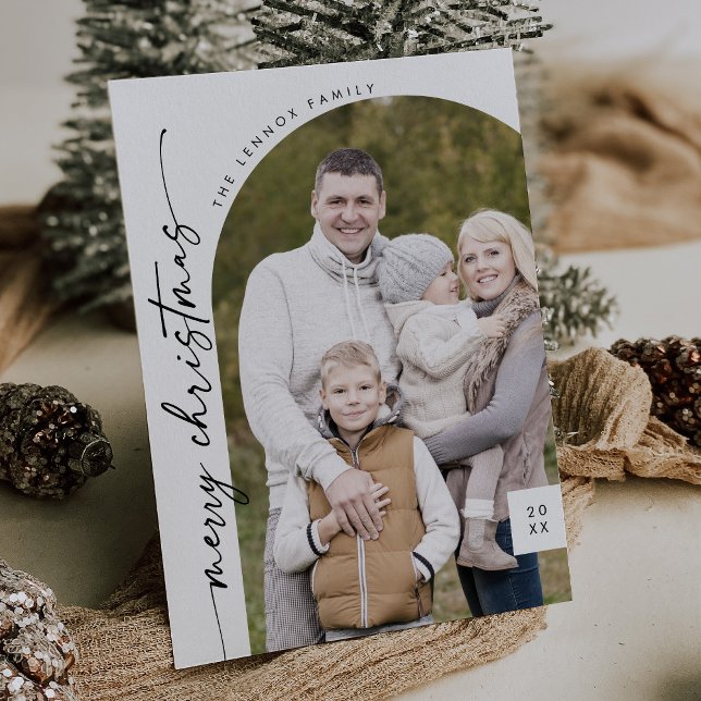 Cartes Pour Fêtes Annuelles Boho Chic noir blanc Photo moderne Joyeux Noël (Créateur téléchargé)