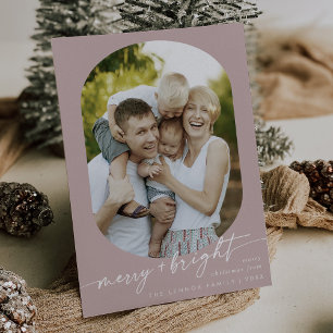 Cartes Pour Fêtes Annuelles Boho Chic Rose Rose Joyeux Bright Photo Noël