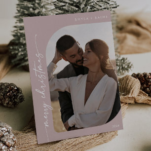 Cartes Pour Fêtes Annuelles Boho Chic Rose Rose Photo Simple Joyeux Noël