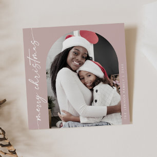 Cartes Pour Fêtes Annuelles Boho Chic Rose rose Photo unique Joyeux Noël