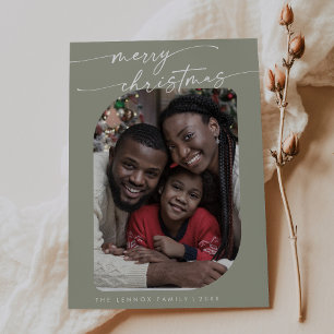 Cartes Pour Fêtes Annuelles Boho Chic Sage Green Photo Joli Joyeux Noël
