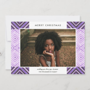 Cartes Pour Fêtes Annuelles Boho Christmas Watercolor Carreaux   Violet   Phot