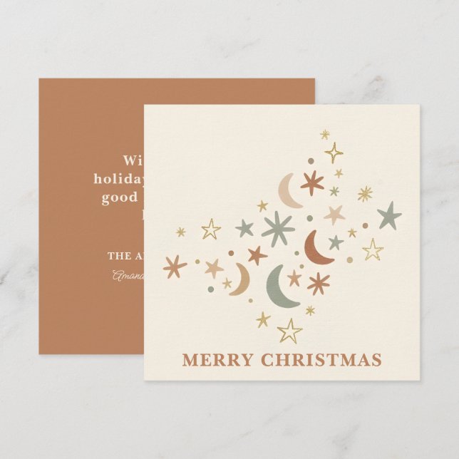 Cartes Pour Fêtes Annuelles Boho Cluster d'étoiles de Noël (Devant / Derrière)