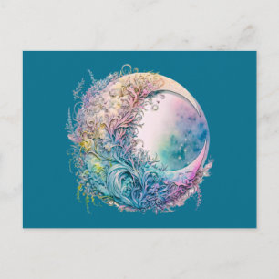 Cartes Pour Fêtes Annuelles Boho Croissant de Lune Céleste Vert Halloween
