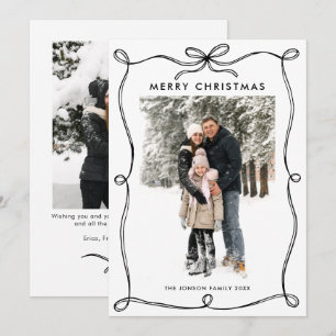 Cartes Pour Fêtes Annuelles Boho de Noël minimaliste noir ruban 2 photo