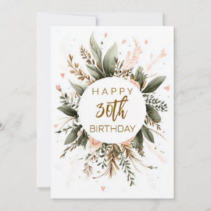 CARTES POUR FÊTES ANNUELLES BOHO FLORAL HEUREUX ANNIVERSAIRE