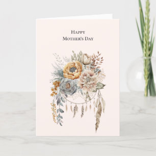 Cartes Pour Fêtes Annuelles Boho Flower Bouquet et Dreamcatcher Fête des Mères