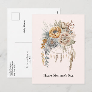 Cartes Pour Fêtes Annuelles Boho Flower Bouquet et Dreamcatcher Fête des Mères