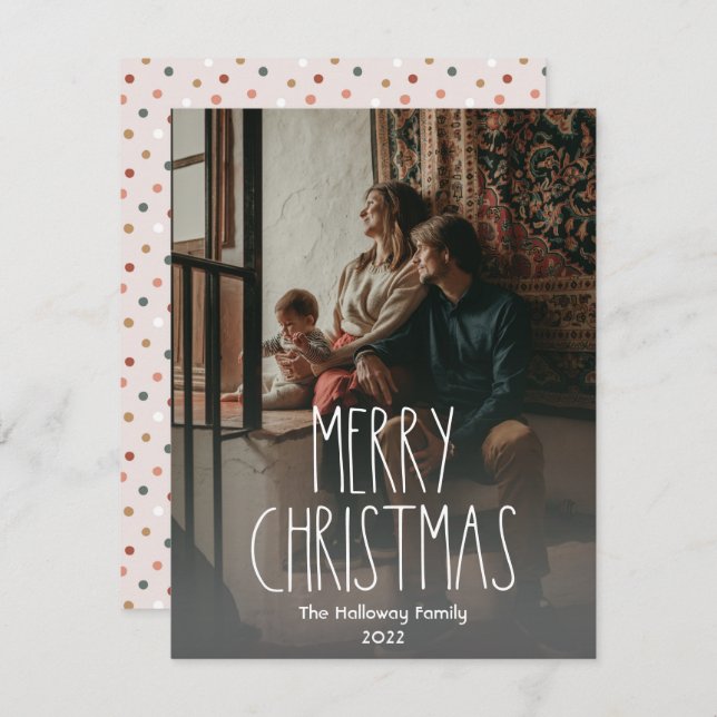 Cartes Pour Fêtes Annuelles Boho foncé Polka point Noël Pleine photo verticale (Devant / Derrière)