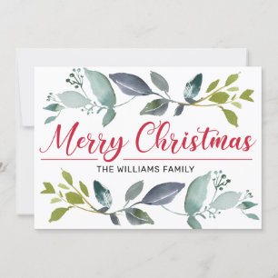 Cartes Pour Fêtes Annuelles Boho Greenery Rouge Joyeux Noël Typographie