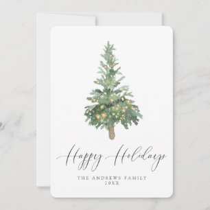 Cartes Pour Fêtes Annuelles Boho Happy Holidays Aquarelle Tree non photo