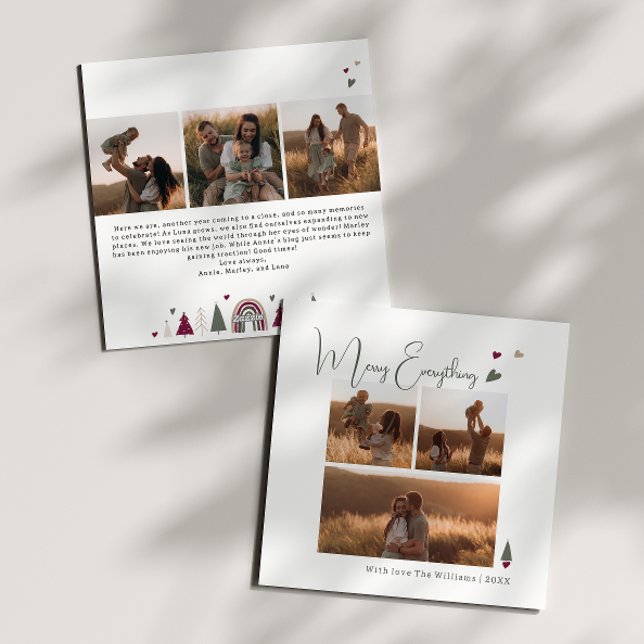 Cartes Pour Fêtes Annuelles Boho Hearts Merry Tout Six Photo Noël (Créateur téléchargé)