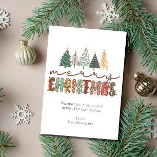 Cartes Pour Fêtes Annuelles Boho Joyeux Arbres de Noël Lumières Noël tendance