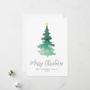 Cartes Pour Fêtes Annuelles Boho Joyeux Noël Aquarelle Arbre non photo Hol