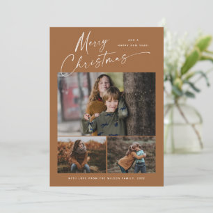 Cartes Pour Fêtes Annuelles Boho Joyeux Noël Écriture Blanche 3 Photo Collage