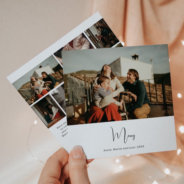 Cartes Pour Fêtes Annuelles Boho Joyeux Sept Photo Noël (Créateur téléchargé)