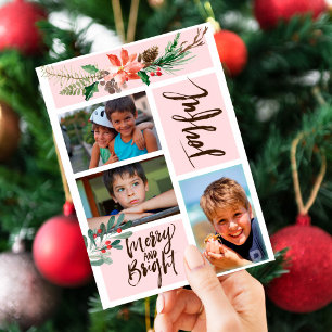 Cartes Pour Fêtes Annuelles Boho Joyful Merry et Bright Christmas Photo
