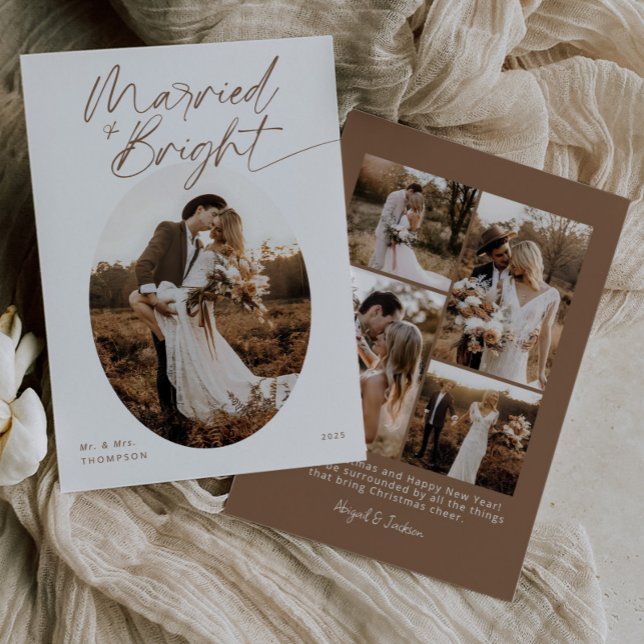 Cartes Pour Fêtes Annuelles Boho marié et brillant élégant script Noël (Créateur téléchargé)