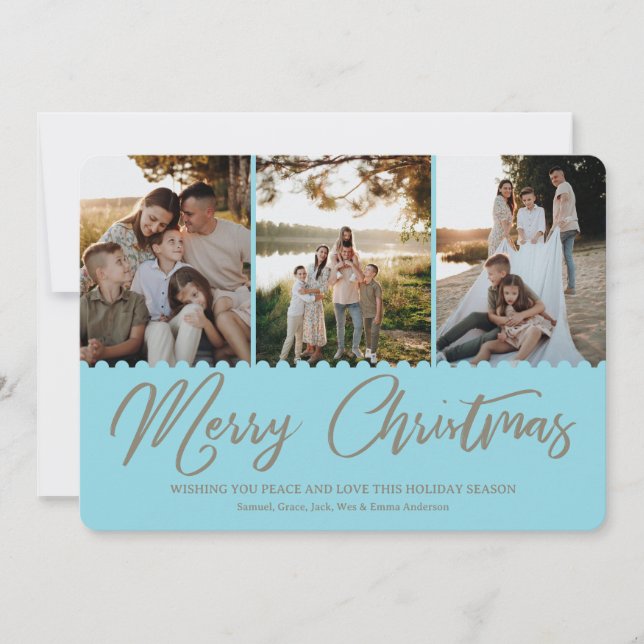 Cartes Pour Fêtes Annuelles Boho Minimal Christmas Card 4 Photos Holiday Card (Devant)