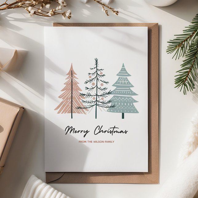 Cartes Pour Fêtes Annuelles Boho Minimalist Christmas Tree (Créateur téléchargé)