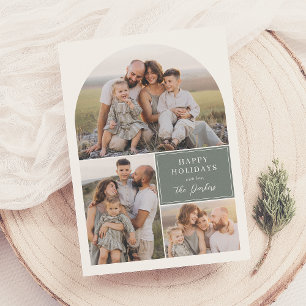 Cartes Pour Fêtes Annuelles Boho Modern 4 Photo Collage Arc de Noël Photo