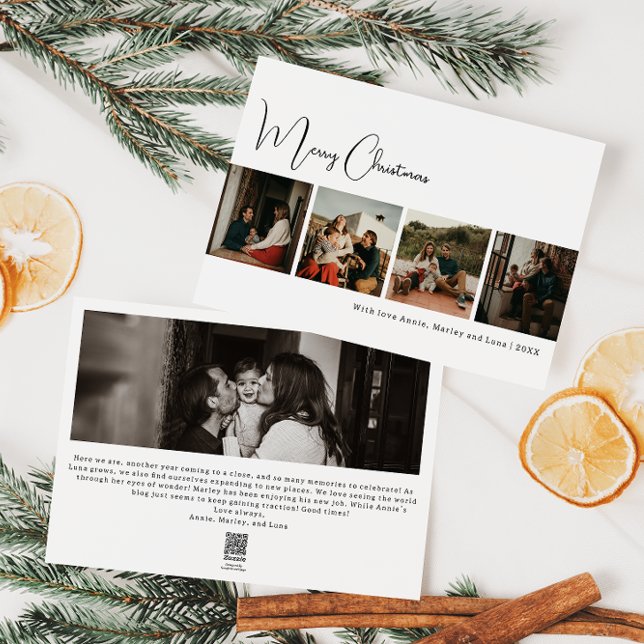 Cartes Pour Fêtes Annuelles Boho moderne Joyeux Noël Cinq photos (Créateur téléchargé)