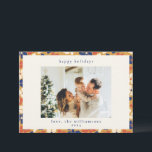 Cartes Pour Fêtes Annuelles Boho Mustard Bleu Floral Botanique Photo de Noël<br><div class="desc">Boho Mustard Bleu Floral Botanique Photo de Noël Carte de vacances</div>