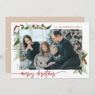 Cartes Pour Fêtes Annuelles Boho Neutral Bourgogne Rouge Joyeux Noël Photo