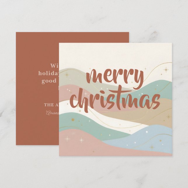 Cartes Pour Fêtes Annuelles Boho Noël Abstrait enneigé (Devant / Derrière)