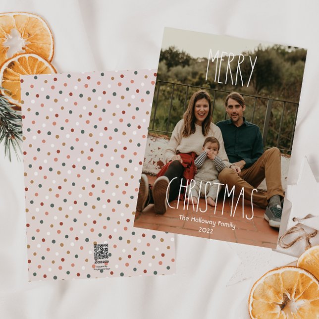 Cartes Pour Fêtes Annuelles Boho Polka Dot Christmas Classic Full Photo (Créateur téléchargé)