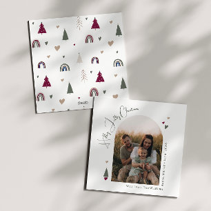 Cartes Pour Fêtes Annuelles Boho Rainbow et Heart Holly Jolly Photo de Noël