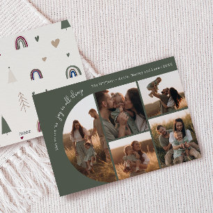 Cartes Pour Fêtes Annuelles Boho Rainbow & Heart Arch Green Joie In All 5 Phot