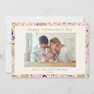 Cartes Pour Fêtes Annuelles Boho Rose Paisley Floral Photo Saint-Valentin