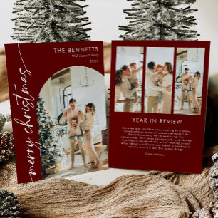Cartes Pour Fêtes Annuelles Boho Rouge année moderne en revue Photo de Noël