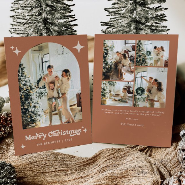 Cartes Pour Fêtes Annuelles Boho Terracotta Merry Christmas Photo (Créateur téléchargé)