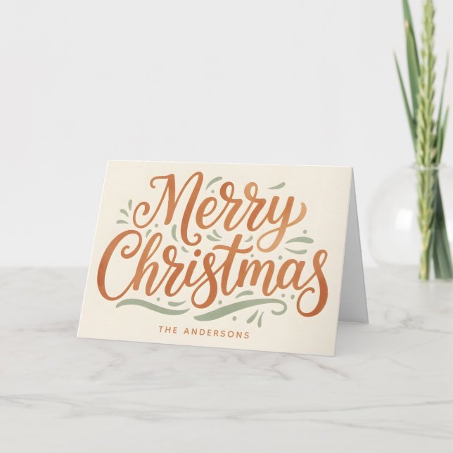 Cartes Pour Fêtes Annuelles Boho Terre Script Joyeux Noël (Devant)