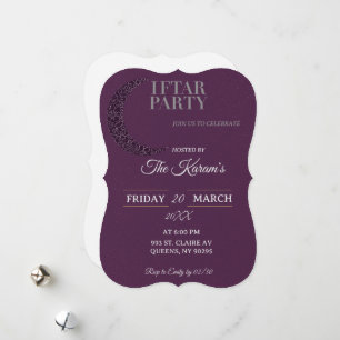 Cartes Pour Fêtes Annuelles Boho Violet Minimaliste Mosquée Ramadan Iftar Fête
