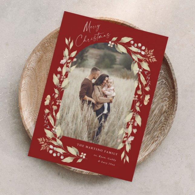 Cartes Pour Fêtes Annuelles Boho Wildflower Arch Photo Christmas (Créateur téléchargé)