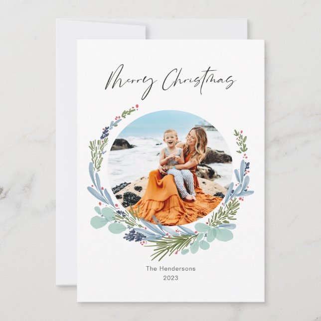 Cartes Pour Fêtes Annuelles Boho Wreath Joyeux Noël Design moderne (Devant)