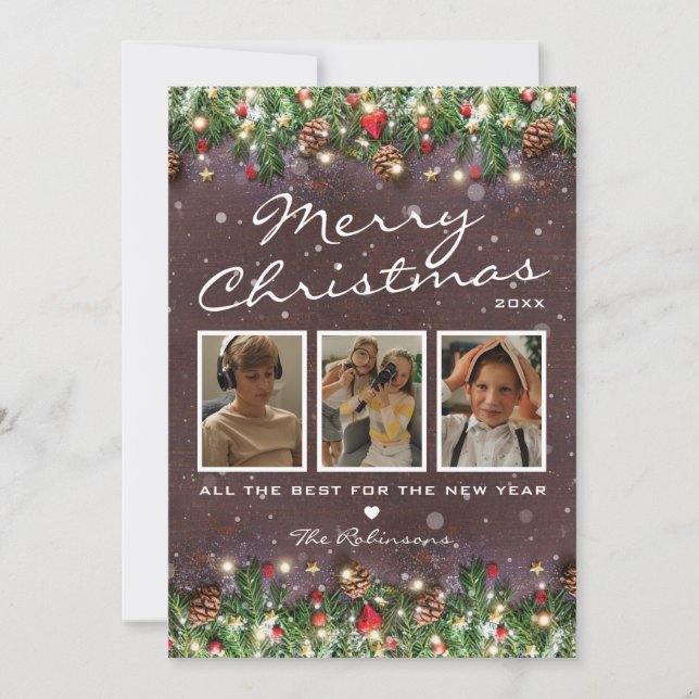 Cartes Pour Fêtes Annuelles Bois Ancien Noël 3 Photo (Devant)