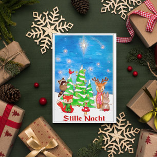 Cartes Pour Fêtes Annuelles Bois Animaux Arbre de Noël Stille Nacht